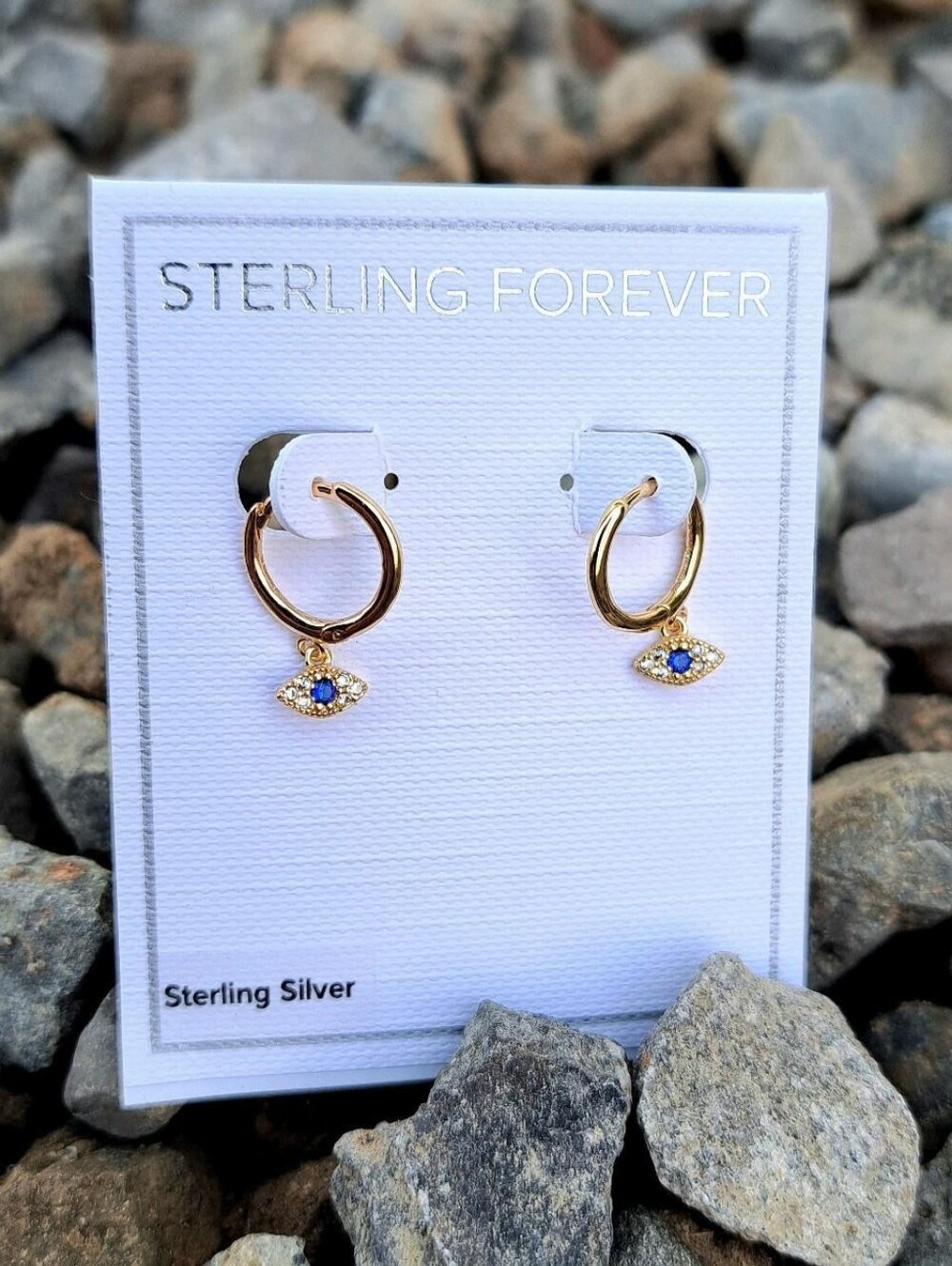 New 14k Gold Vermeil Sterling Silver Evil Eye Earrings
